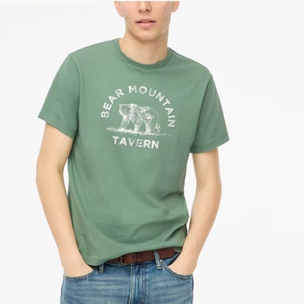J crew  Bear mountain graphic tee pale spinach